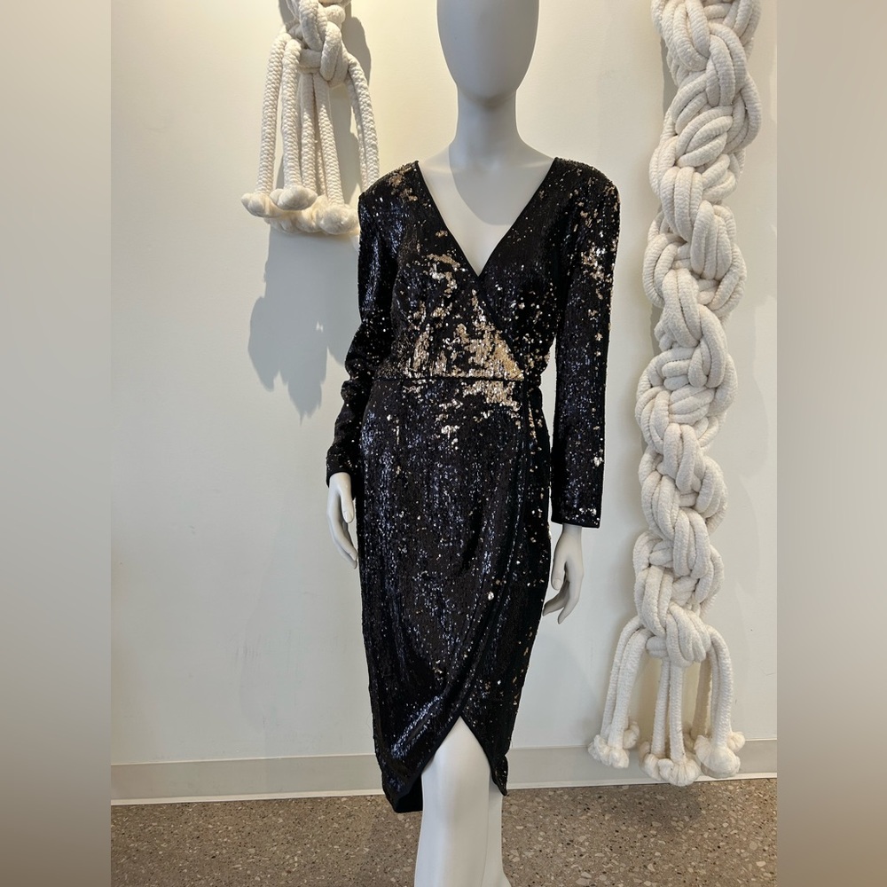 NWT Halston Heritage Sequin Wrap Dress